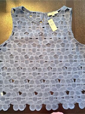 LOFT Light Blue Crochet Tank Top